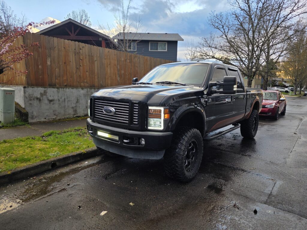 Before bumper was replaced on Harley Davidson truck